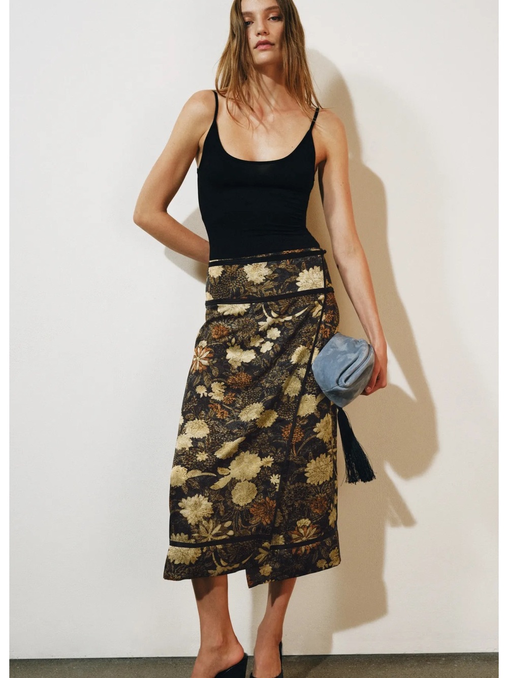 ZARA ZW COLLECTION FLORAL WRAP SKIRT